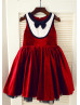 Princess Knee Length Red Velvet Flower Girl Dress 